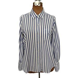 Alex Mill Sz M James Button Up Shirt Blue Bold Stripe Cotton Poplin Preppy Crisp